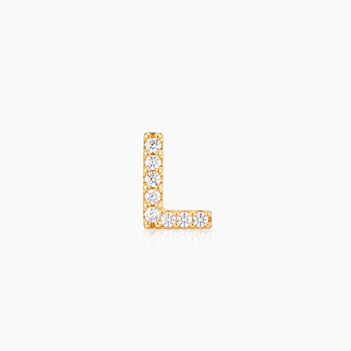 Pave Gold Initial Earring - Single