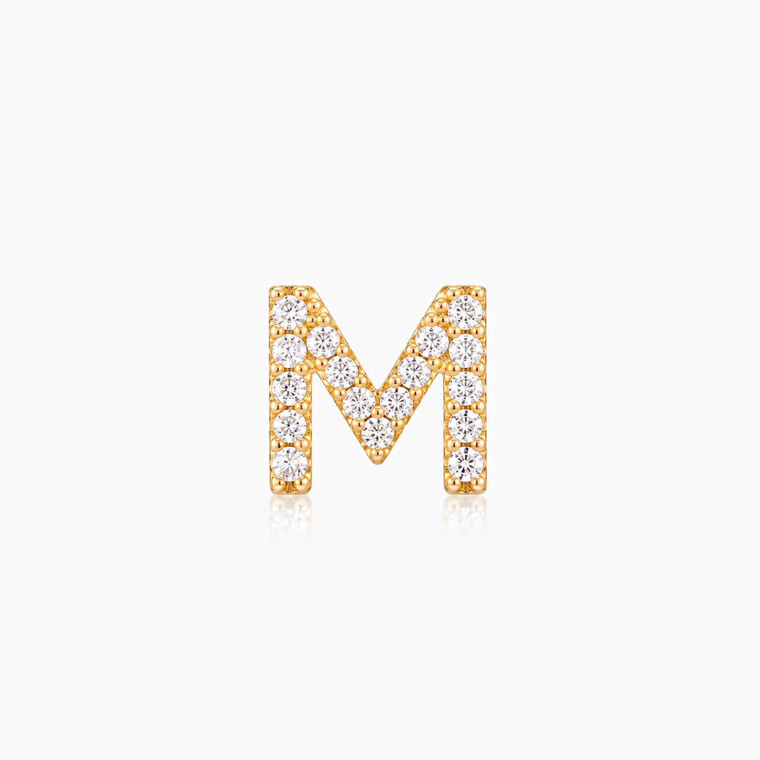 Pave Gold Initial Earring - Single