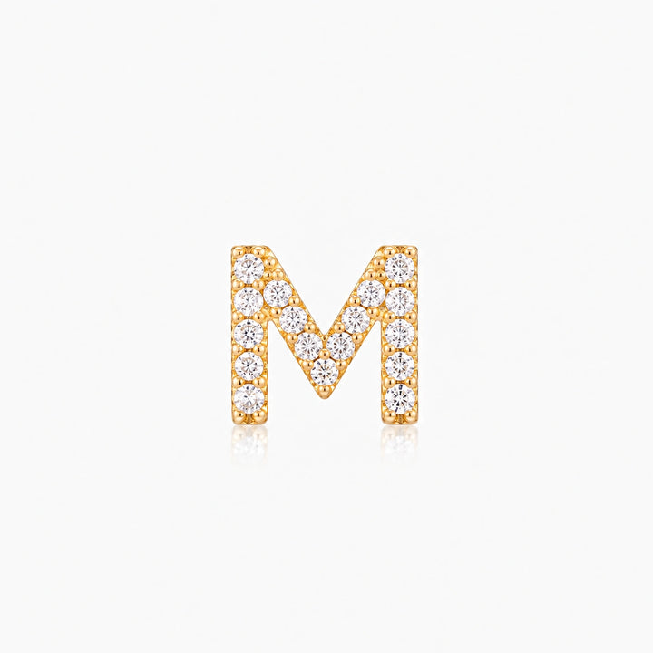 Pave Gold Initial Earring - Single