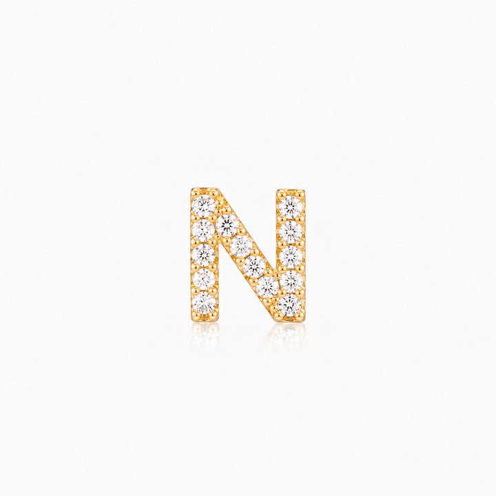 Pave Gold Initial Earring - Single