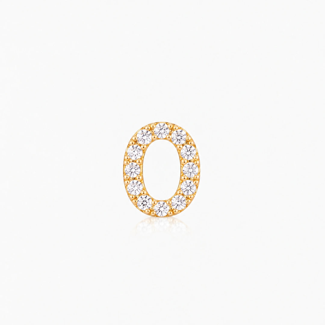 Pave Gold Initial Earring - Single