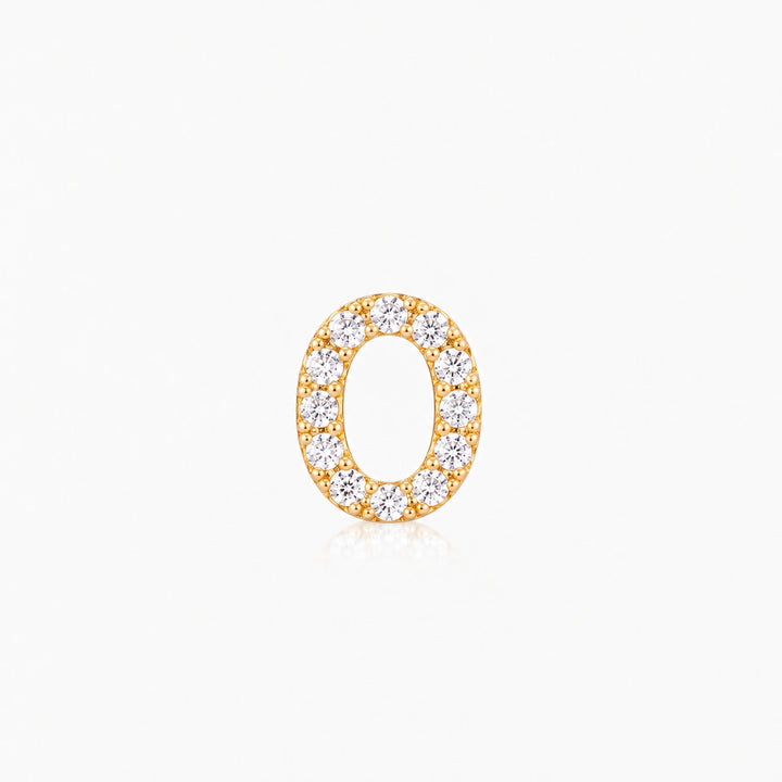 Pave Gold Initial Earring - Single