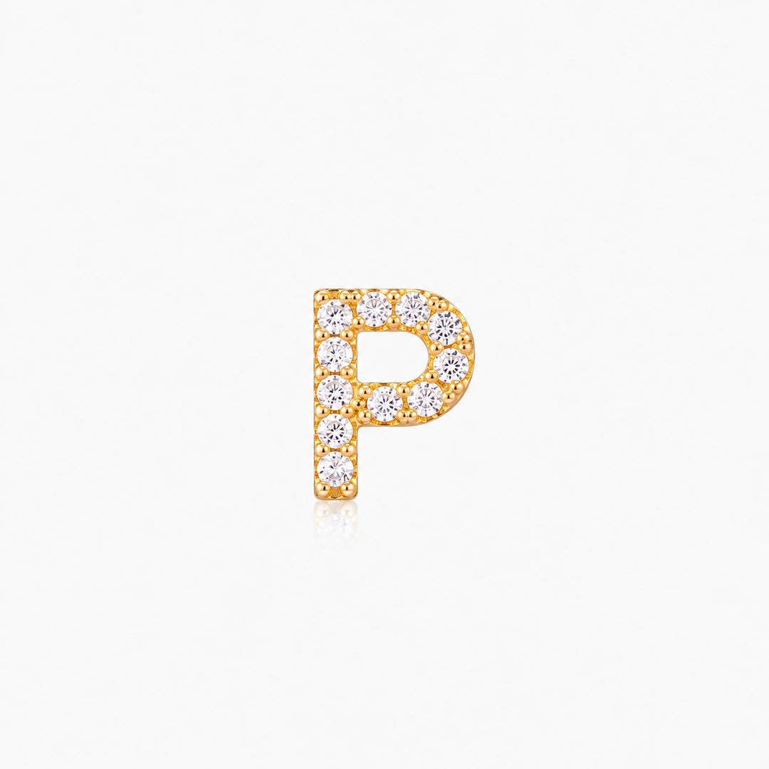 Pave Gold Initial Earring - Single