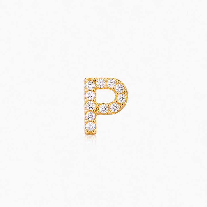 Pave Gold Initial Earring - Single
