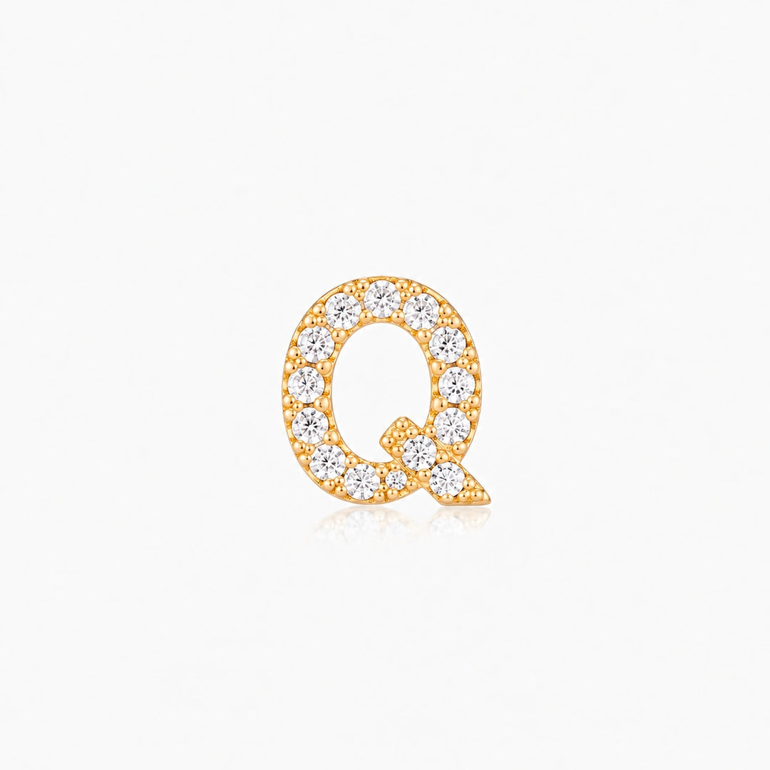 Pave Gold Initial Earring - Single