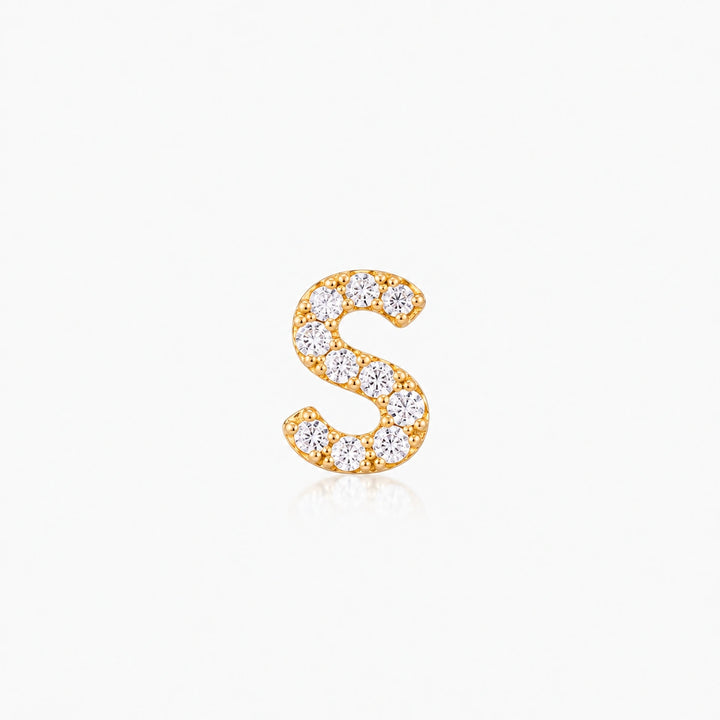 Pave Gold Initial Earring - Single