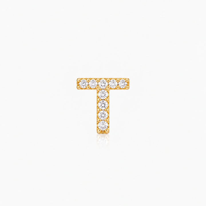 Pave Gold Initial Earring - Single
