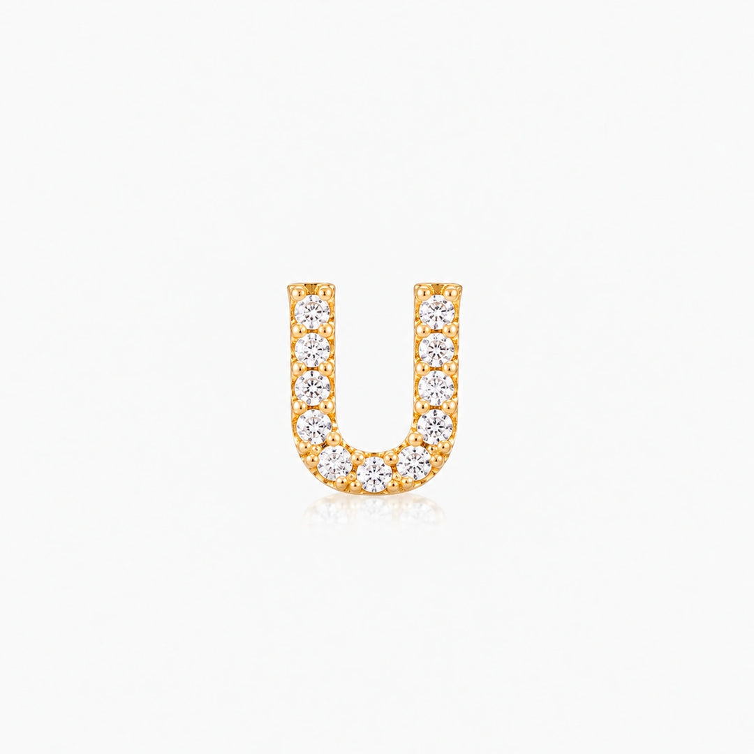 Pave Gold Initial Earring - Single