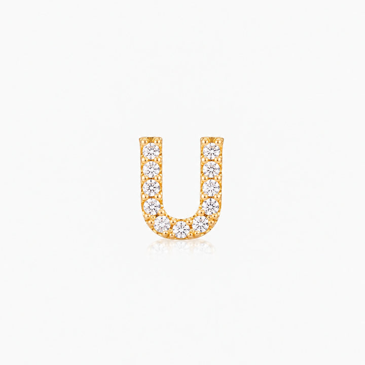 Pave Gold Initial Earring - Single