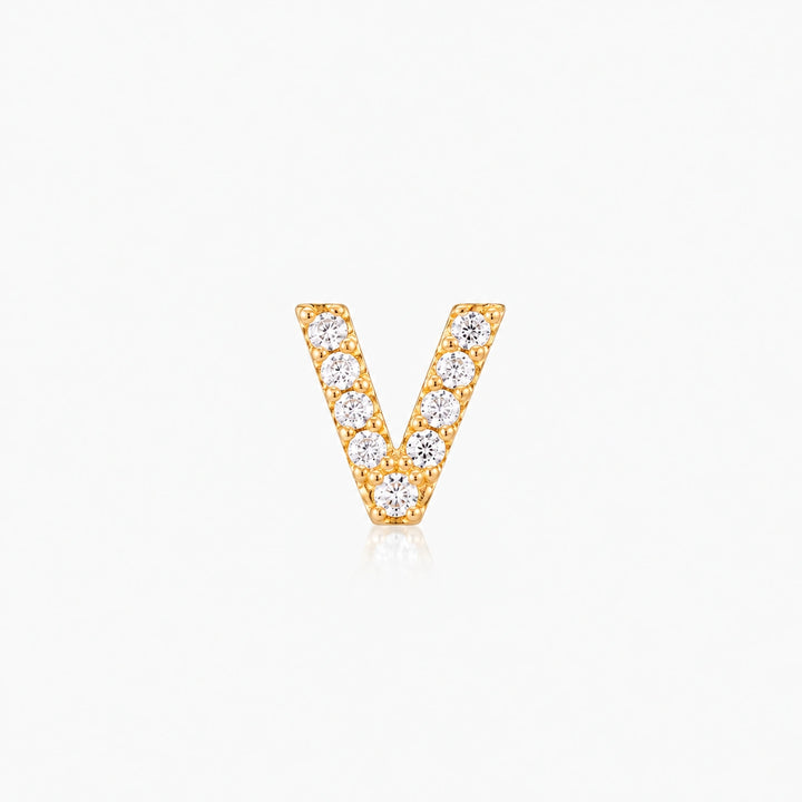 Pave Gold Initial Earring - Single