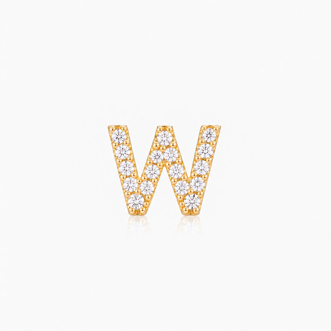 Pave Gold Initial Earring - Single