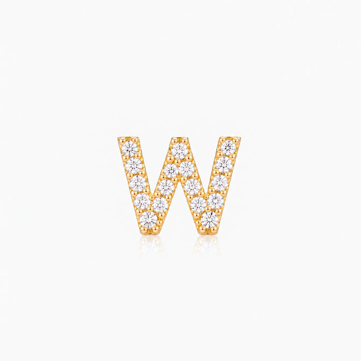 Pave Gold Initial Earring - Single