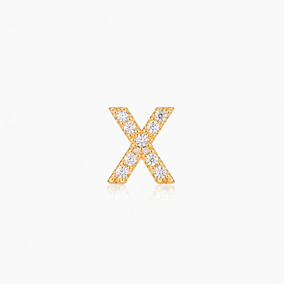 Pave Gold Initial Earring - Single