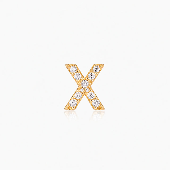 Pave Gold Initial Earring - Single