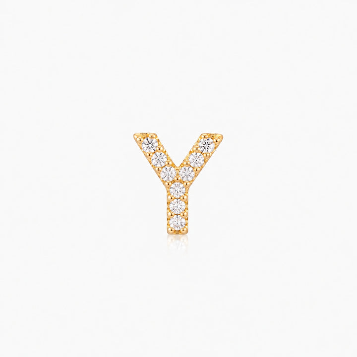 Pave Gold Initial Earring - Single