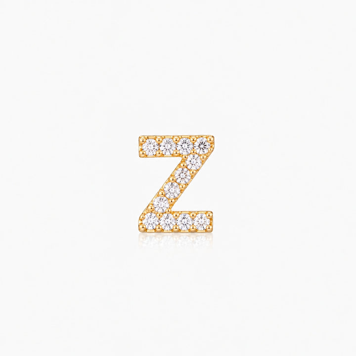 Pave Gold Initial Earring - Single