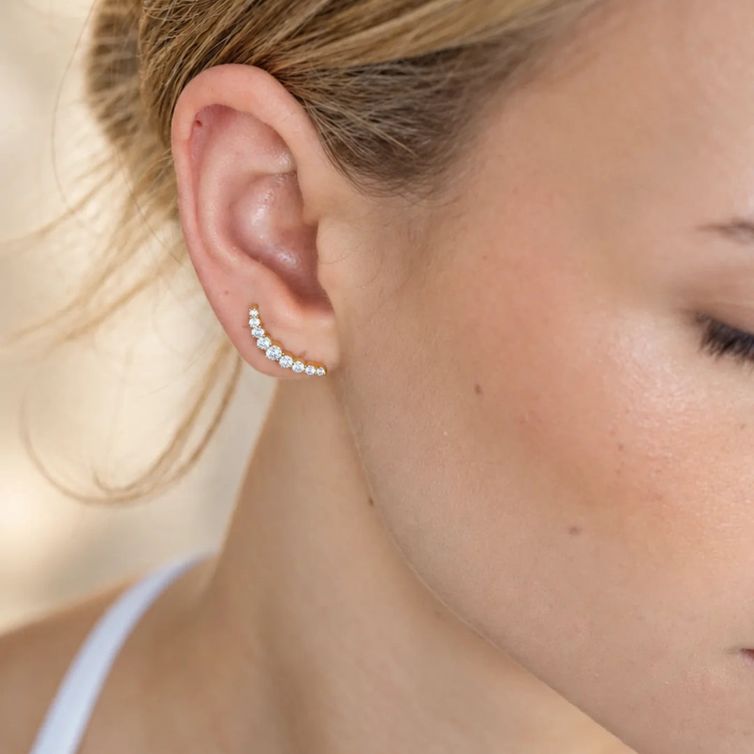 Pavé Curve Titanium Flatback Stud – Single