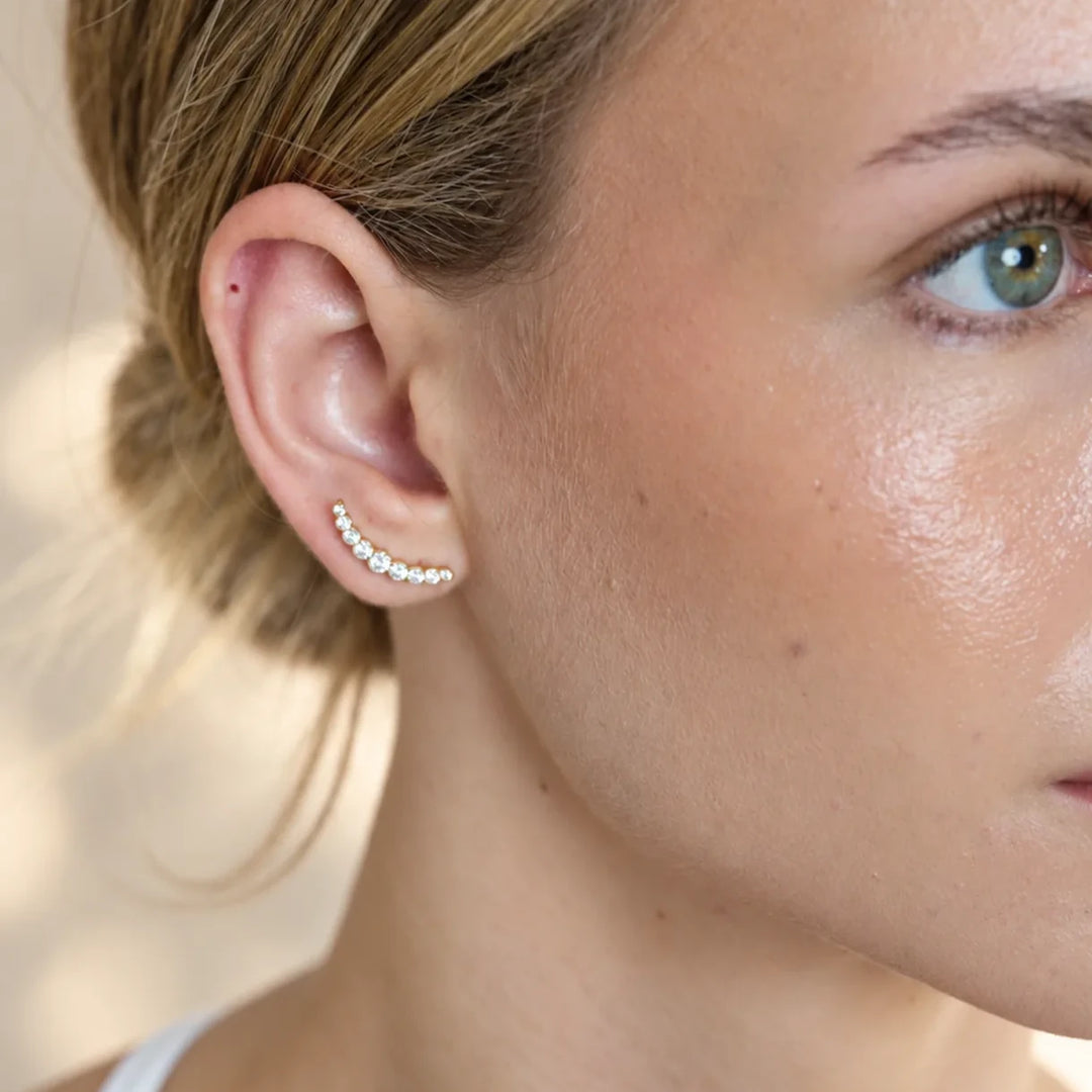 Pavé Curve Titanium Flatback Stud – Single