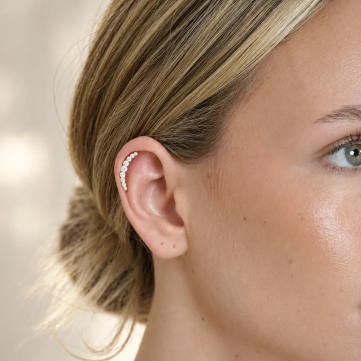 Pavé Curve Titanium Flatback Stud – Single