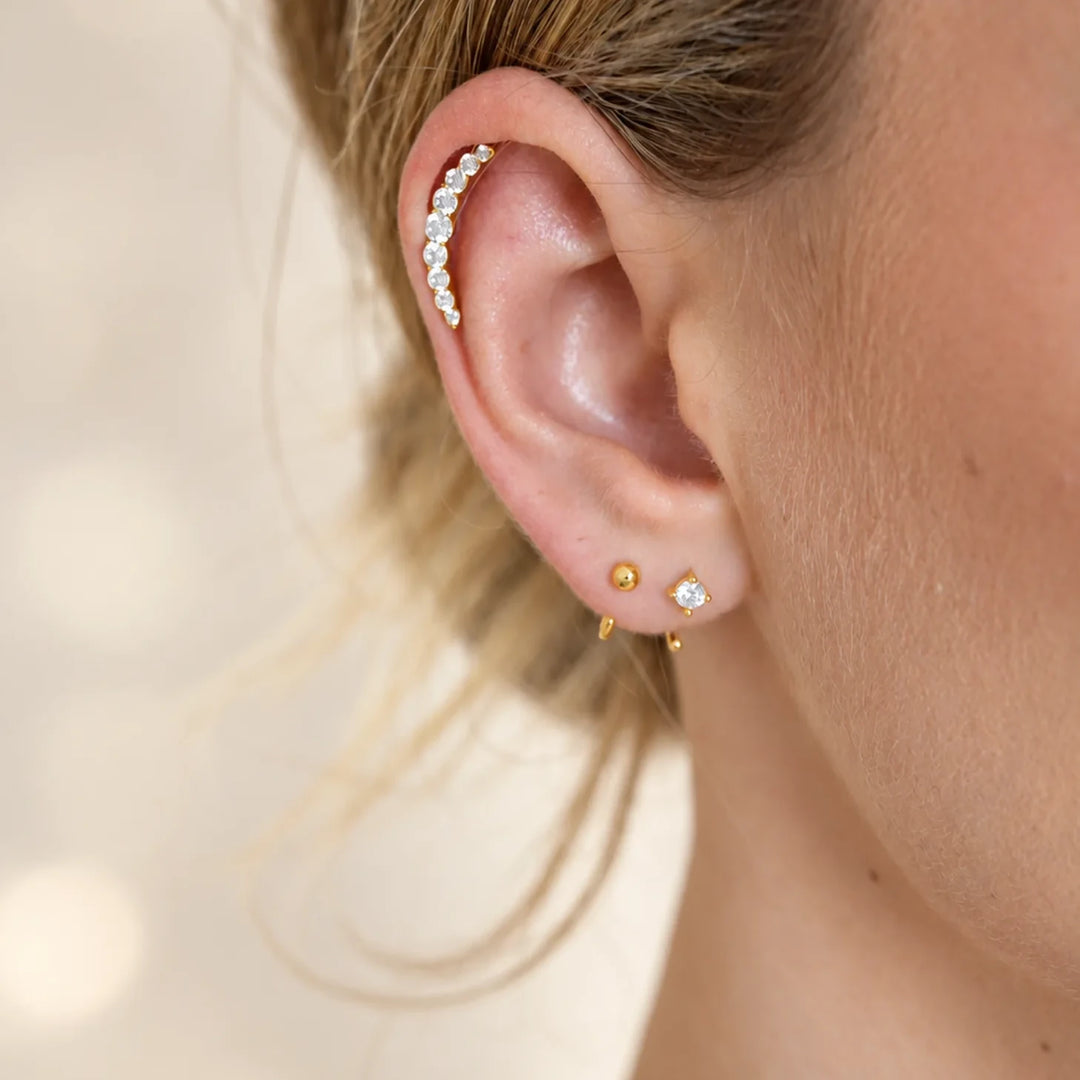 Pavé Curve Titanium Flatback Stud – Single