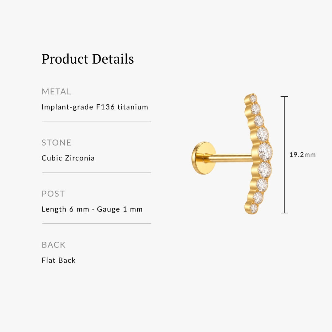 Pavé Curve Titanium Flatback Stud – Single