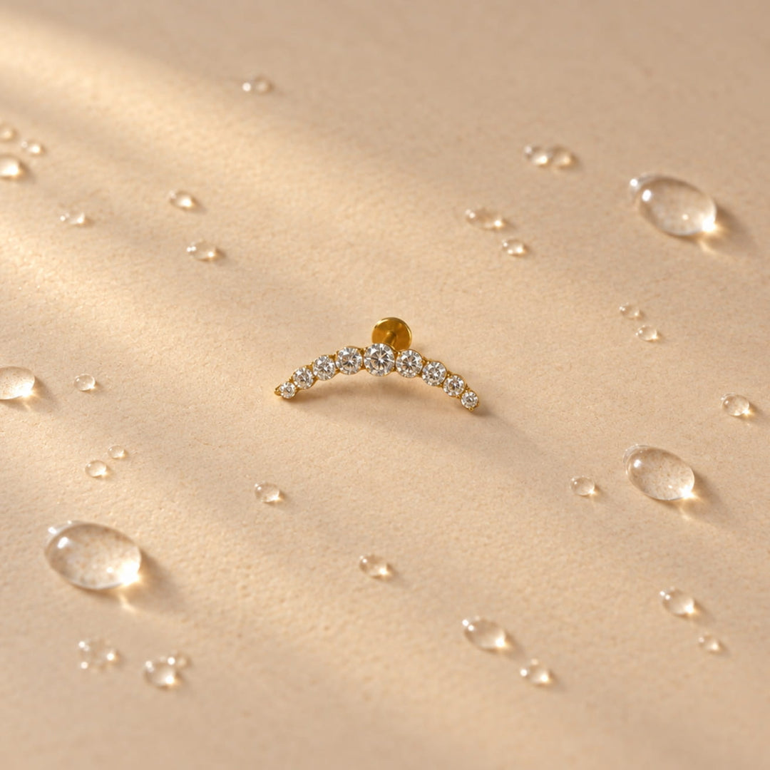Pavé Curve Titanium Flatback Stud – Single