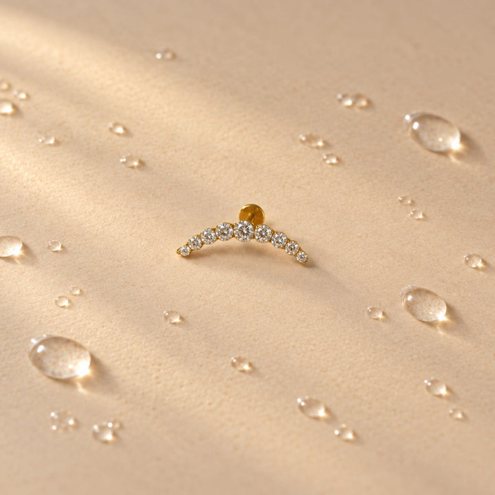 Pavé Curve Titanium Flatback Stud – Single