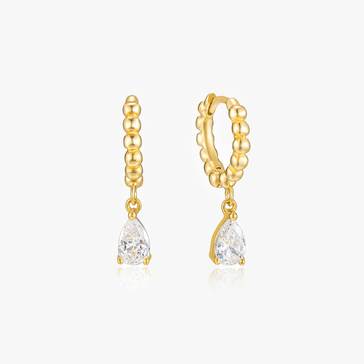 Sofia Ruby Heart Drop Huggie Creolen