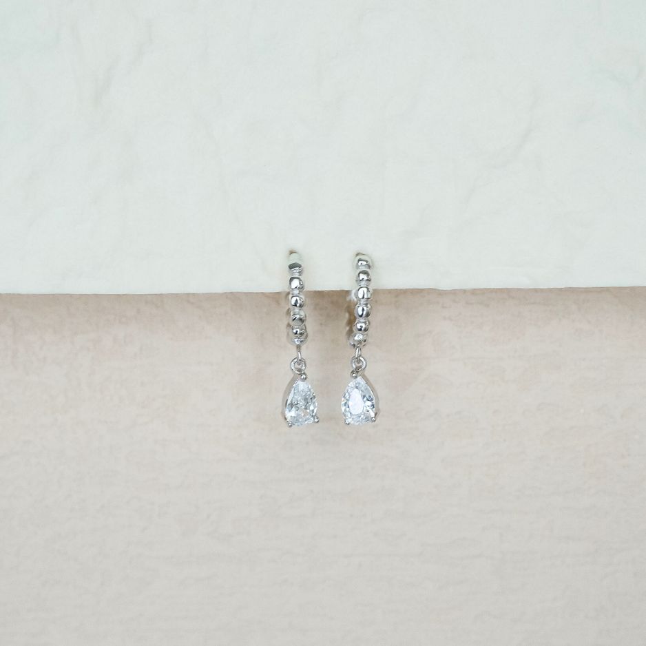 Poppy Silver Tear Drop Earrings