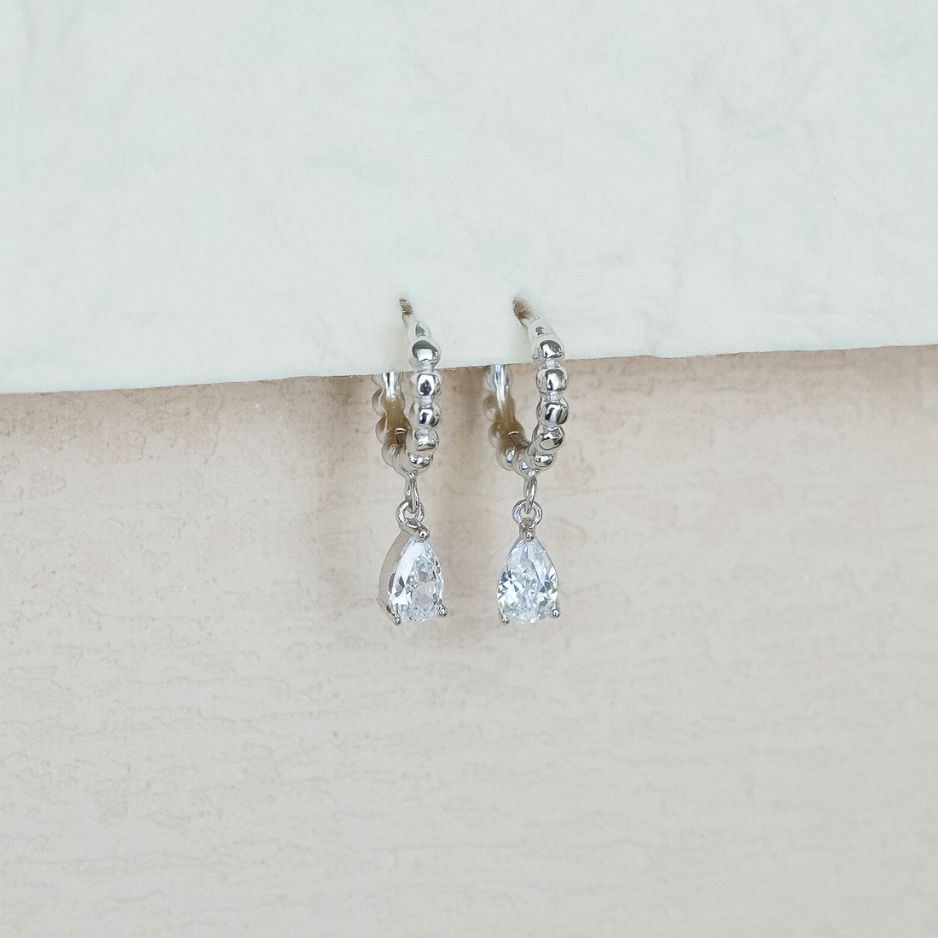 Poppy Silver Tear Drop Earrings