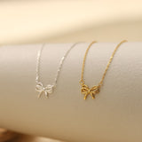 Priscilla Sterling Silver Dainty Bow Pendant Necklace