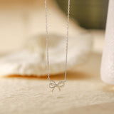 Priscilla Sterling Silver Dainty Bow Pendant Necklace