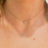 Priscilla Sterling Silver Dainty Bow Pendant Necklace