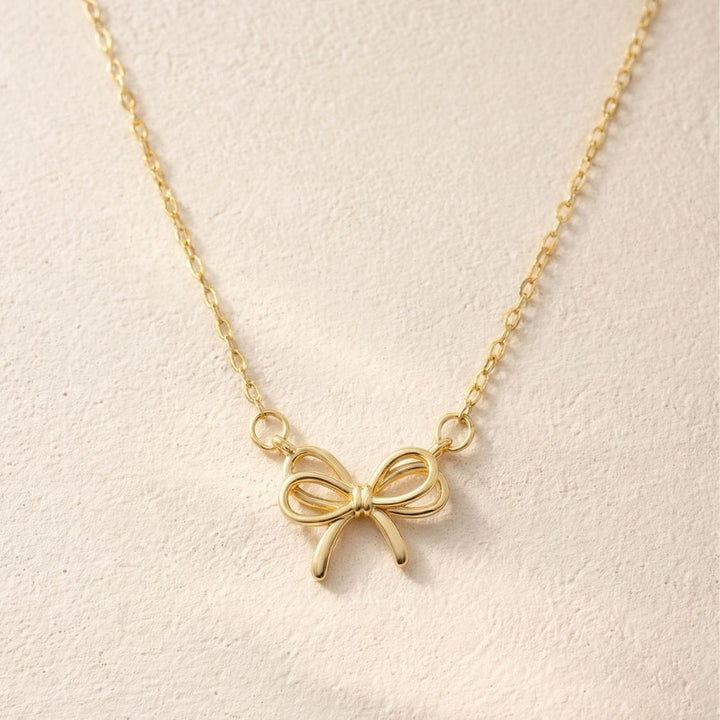  Priscilla Gold Bow Necklace