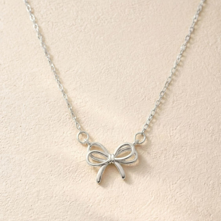 Priscilla Silver Bow Necklace