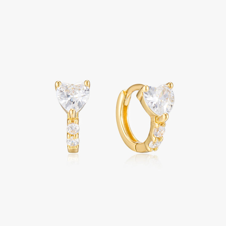 Rosa Gold Heart Huggie Earrings