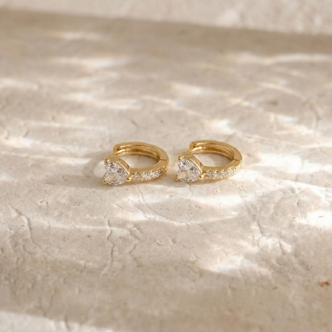 Rosa Gold Heart Huggie Earrings