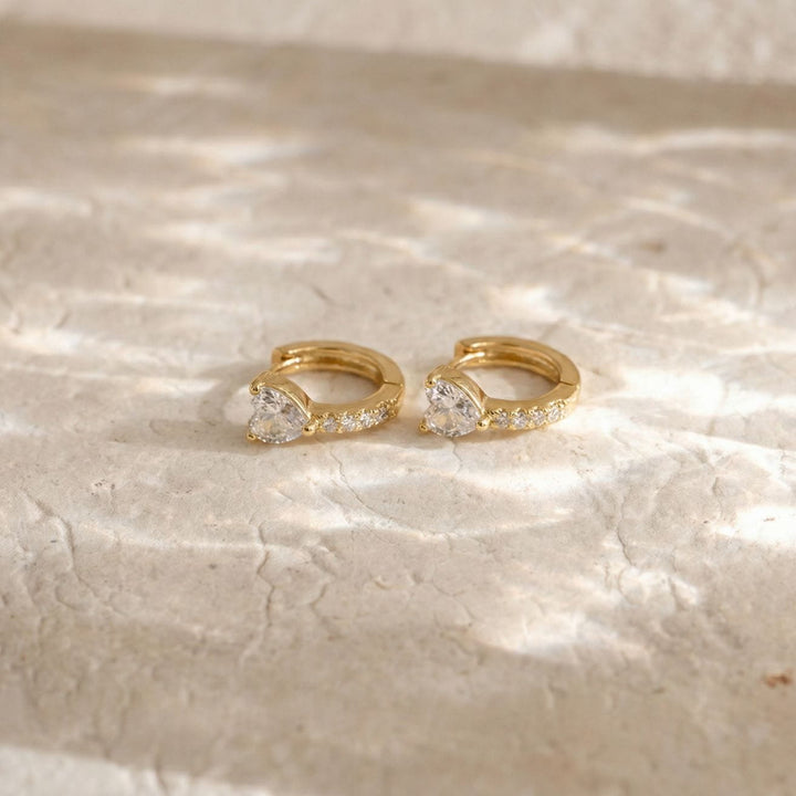 Rosa Gold Heart Huggie Earrings