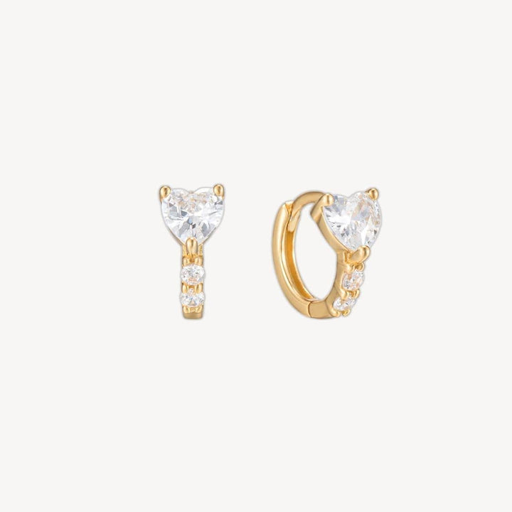 Rosa Heart Gold Huggie Hoop Earrings 8MM-sterling silver earrings