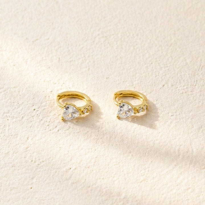Rosa Gold Heart Huggie Earrings