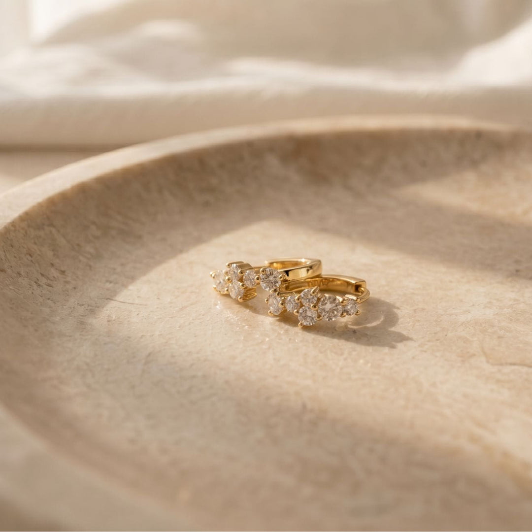 Rosalie Sparkle Gold Huggie Earrings