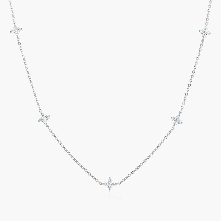 Rosie Silver Flower Chain Necklace