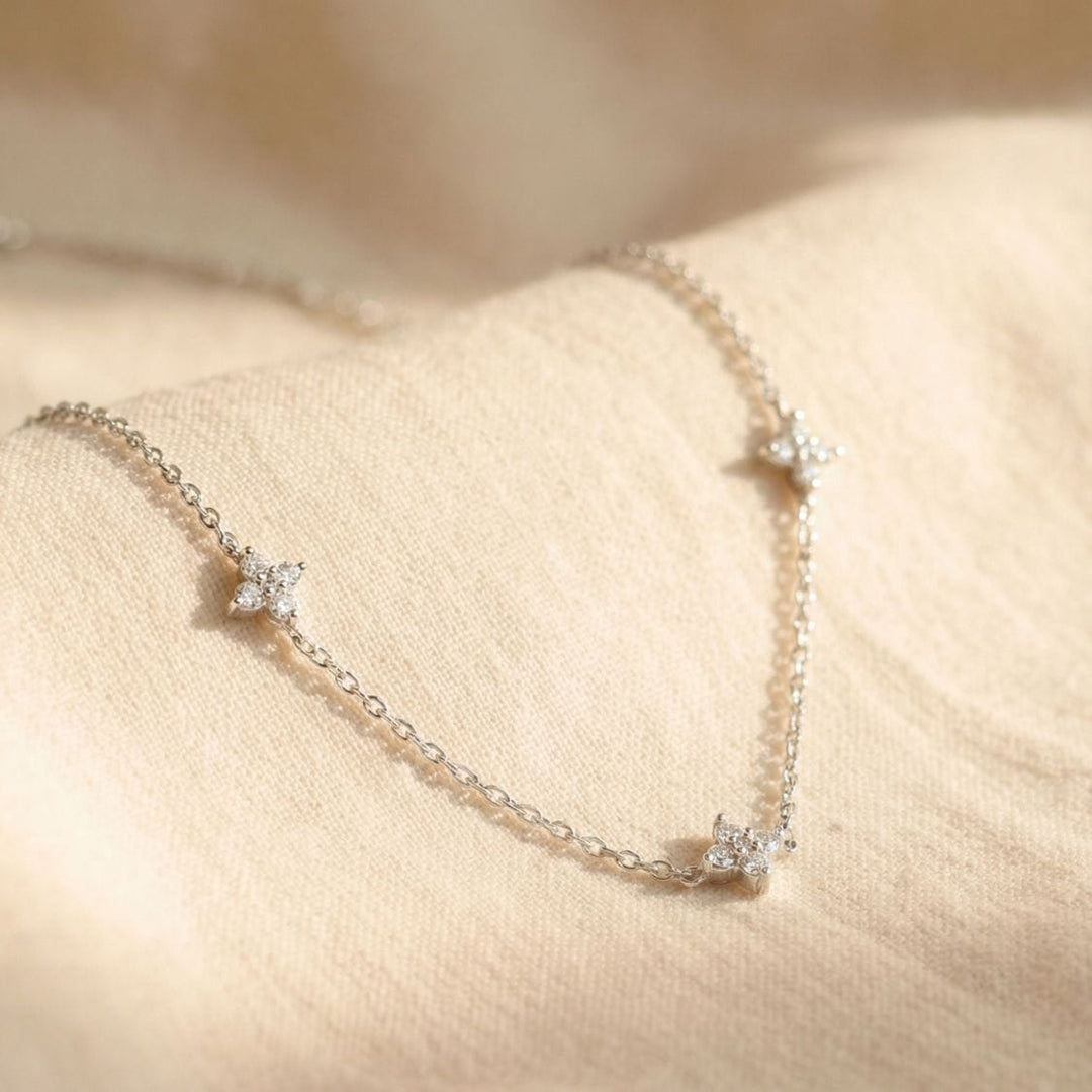 Rosie Silver Flower Chain Necklace
