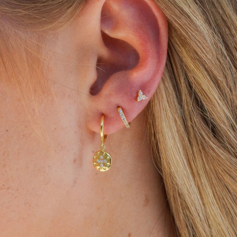  3 piercings Gold Earring Stack