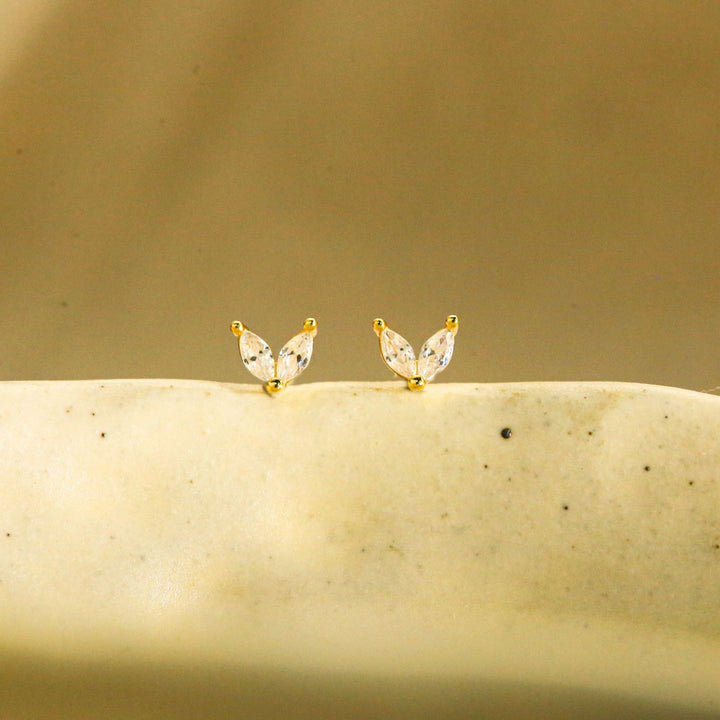Rylee Dainty Wing Gold Stud Earrings-Sterling Silver Earrings-LYANG & CO.