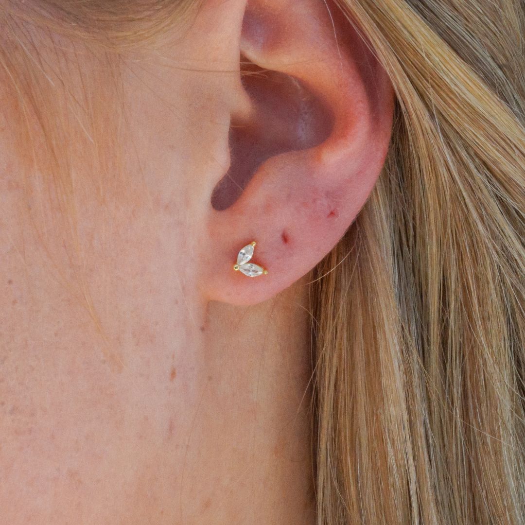 Rylee Dainty Wing Gold Stud Earrings-Sterling Silver Earrings-LYANG & CO.