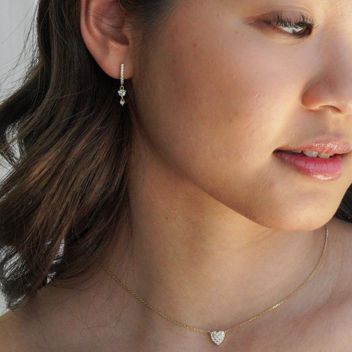 Selene Double CZ Gold Drop Earrings-Sterling Silver Earrings-LYANG & CO.