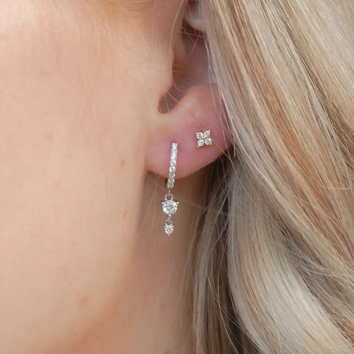 Flora Silver Stud Earrings-Sterling Silver Earrings-LYANG & CO.