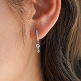 Selene Double Drop Huggie Hoop Earrings Silver