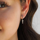 Selene Double Drop Huggie Hoop Earrings Silver
